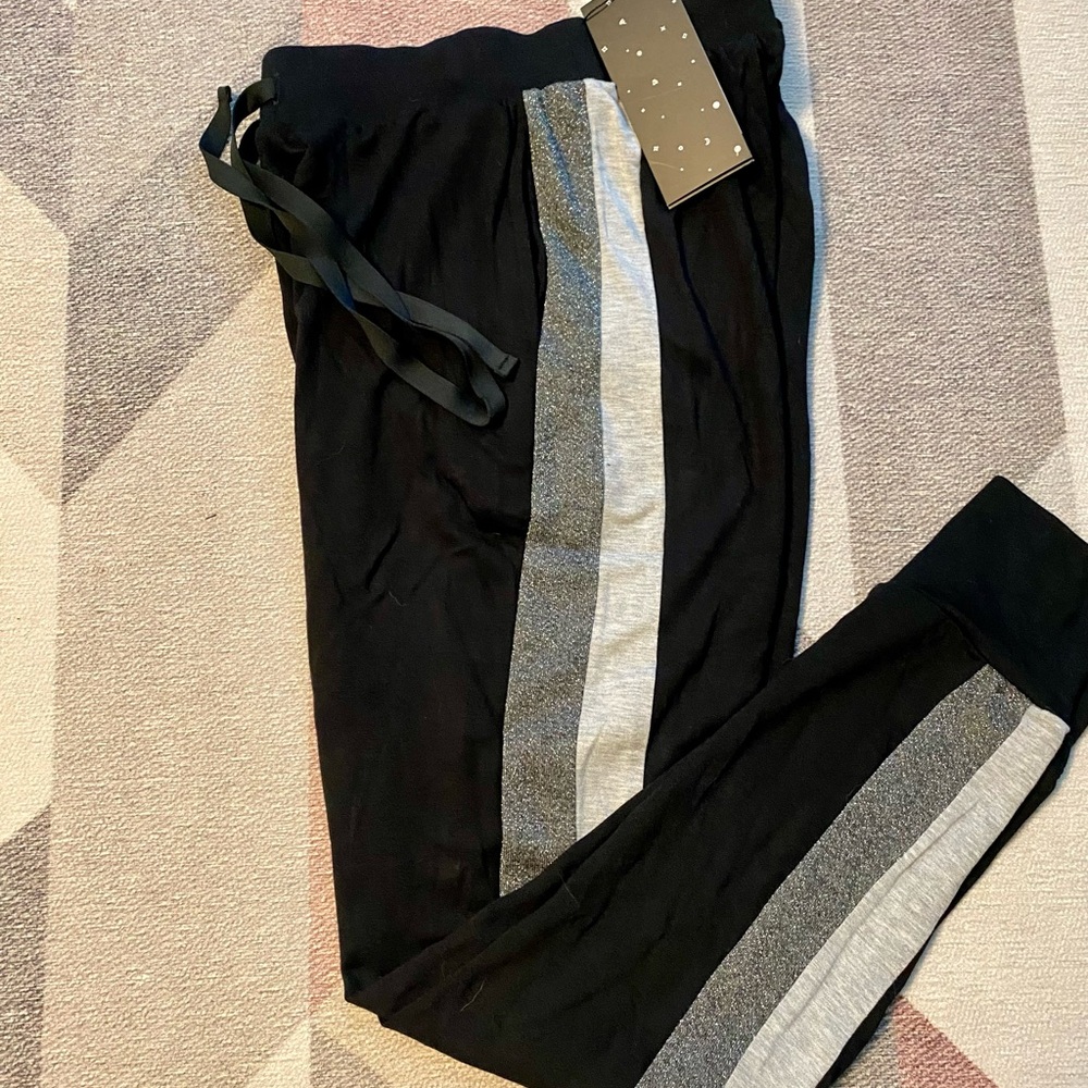 Terez Black and Gray Jogger Pants
